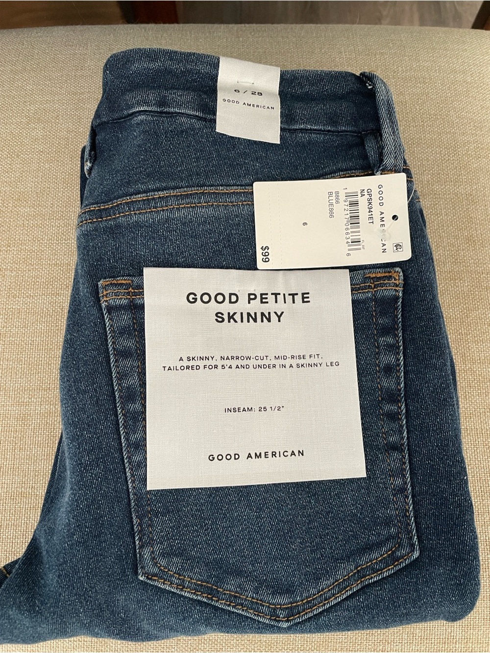 Good American Dark Blue Petite Skinny Jeans